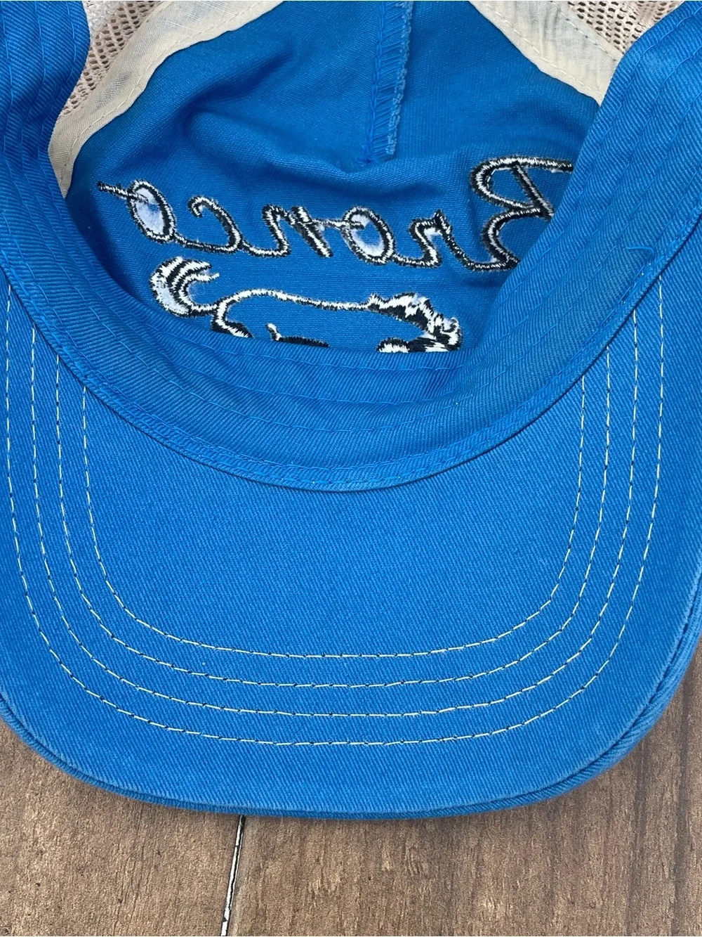 Ford Blue Bronco Trucker Hat with Yellow and Orange Stripe